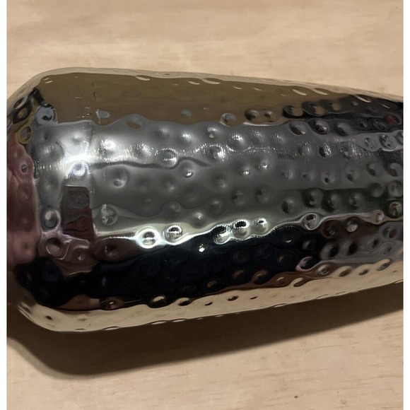 Chic Chill Stainless Vase Round Hammered New - Picture 3 of 6